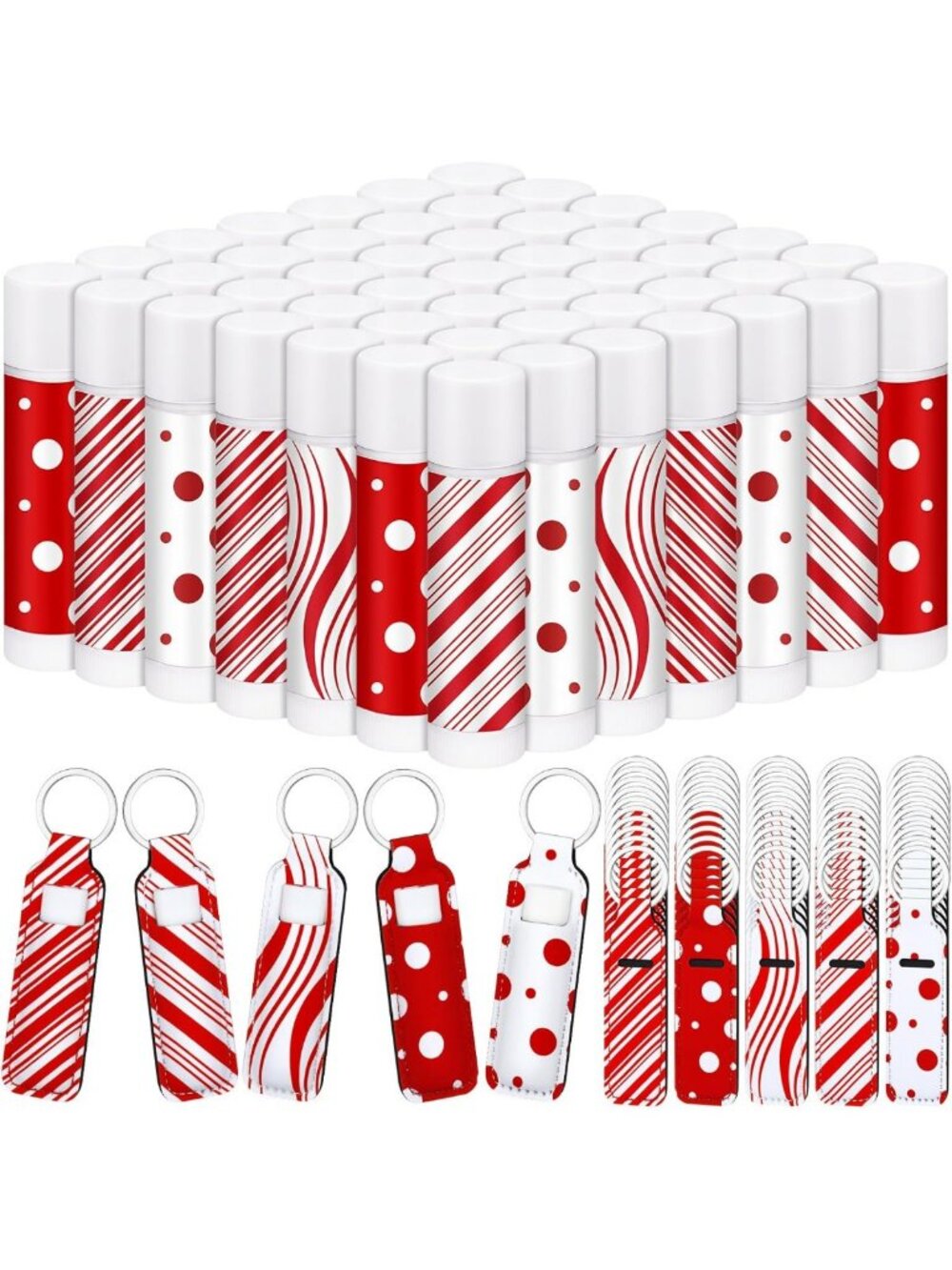 100pcs Christmas Lip Balm Keychain Set - Perfect Holiday Gift & Stocking Stuffer